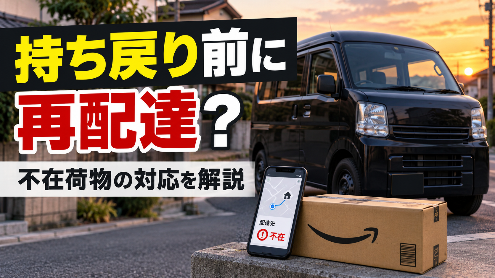 Amazon Flexで不在荷物を持ち戻る前の再配達について解説するアイキャッチ