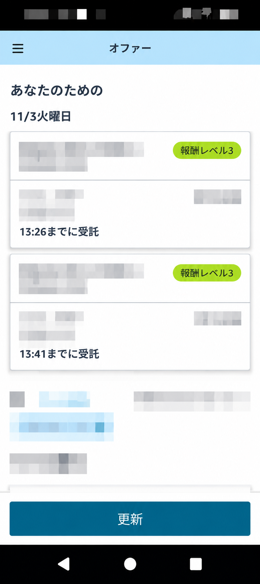 報酬レベル3の特別オファーと受諾期限